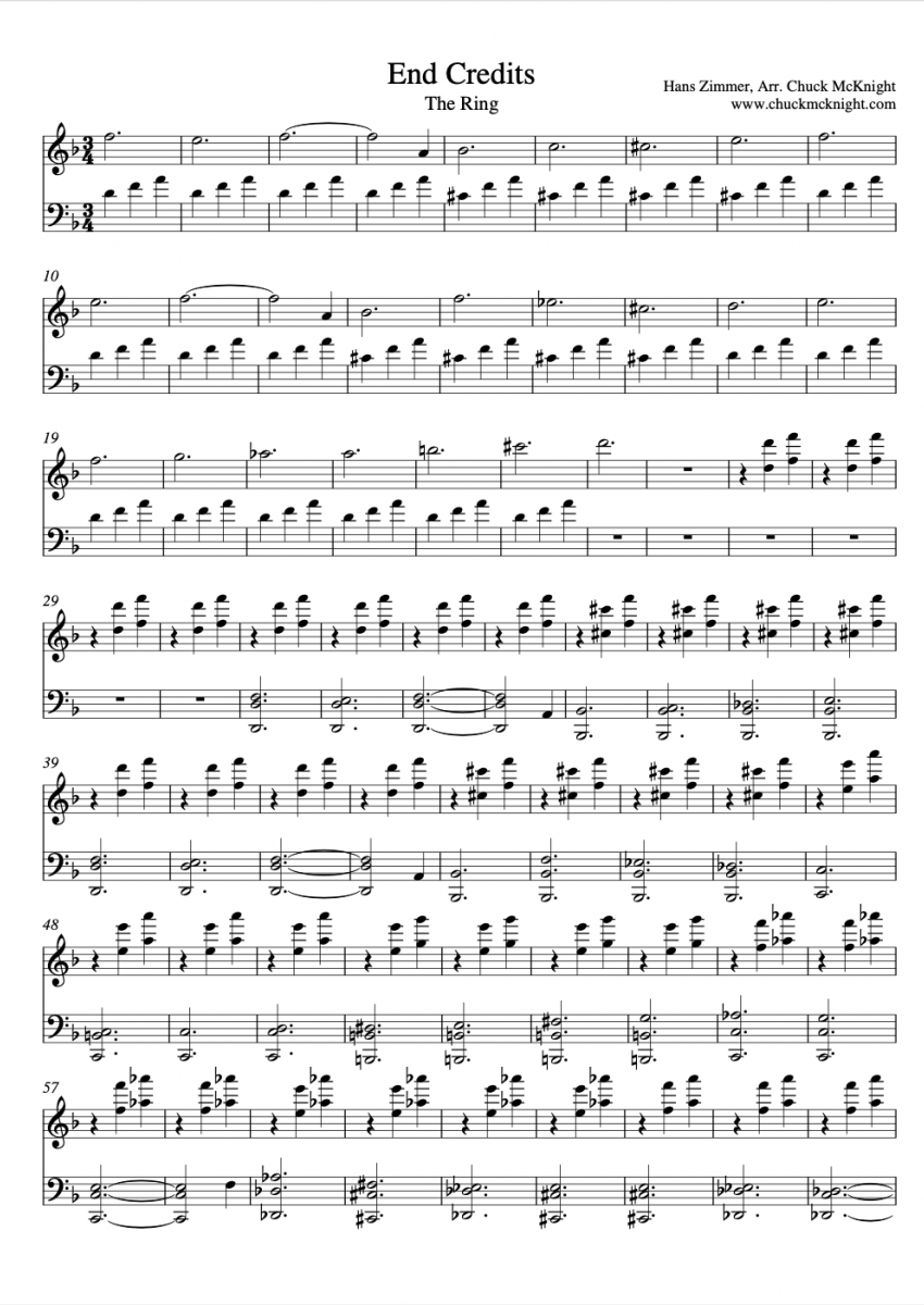 Hans Zimmer The Ring (Piano Theme) Sheet Music Downloads